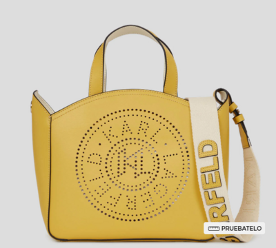 BOLSO TOTE PEQUEÑO PERFORADO K/CIRCLE OCRE